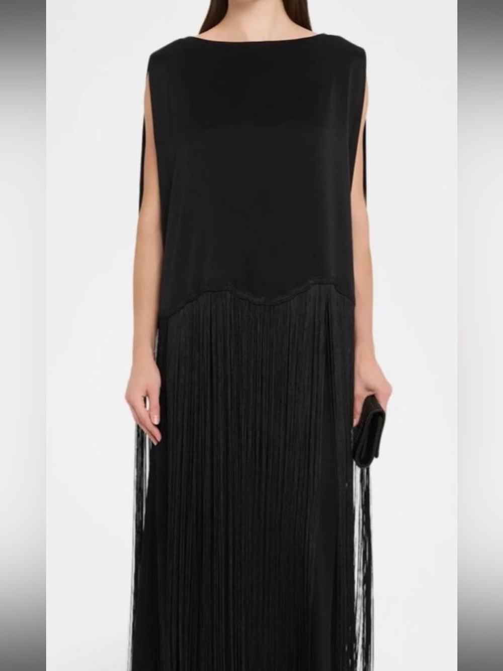 Neiman Marcus Ungaro Solara Sleeveless
Fringe Maxi Dress